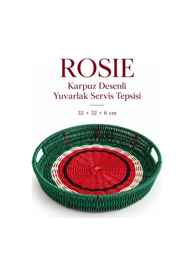 Rosıe Karpuz Desenli Yuvarlak Servis Tepsisi 32 Cm Karışık