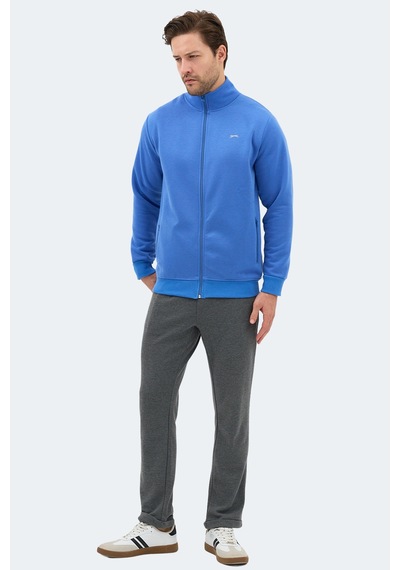 Slazenger Mendoza I Erkek Fermuarlı Dik Yaka Cepli Indigo Sweatshırt Indigo