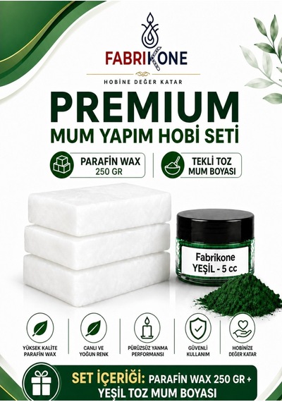 Premium Mum Yapım Hobi Seti - Parafin Wax 250 Gr - Tekli Toz Mum Boyası - Yeşil Bkfabpw2501y Karışık