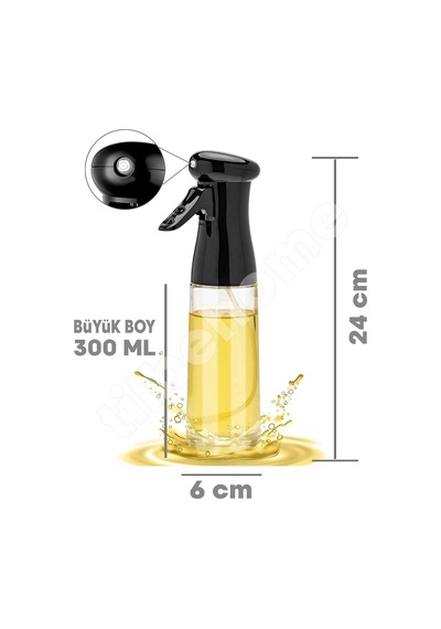 Büyük Sprey Yağdanlık, Airfryer Püskürtmeli Sprey Cam Şişe Ayçiçek Zeytinyağı Sirkelik 300 Ml Çok Re Diğer