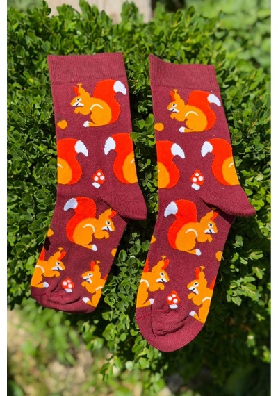 Lousocks Unisex Sincap Desenli Renkli Soket Çorap Bordo