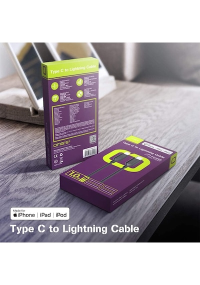 Type-c To Apple Uyumlu iPhone Mfı Lightning Hızlı Şarj Ve Data Kablosu Siyah 1 Metre Standart