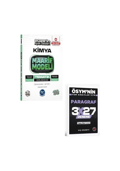 2027 Çap 2027 Üniversiteye Hazırlık Kimya Ders Platosu Maarif Modeli Tematik Soru Bankası + Evp Akademi Paragraf