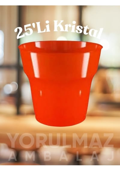 Kırmızı Kristal Plastik Bardak 25 Li Canlı Renkli, Sert Mika Görünümlü, Dayanıklı, Parti & Davet İçin Tek Kullanıml Açık Mavi