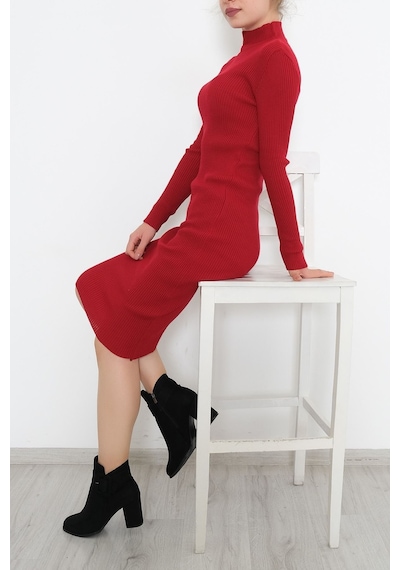 Bensu Store - Yarım Balıkçı Elbise Kırmızı - 10072.1612. 001