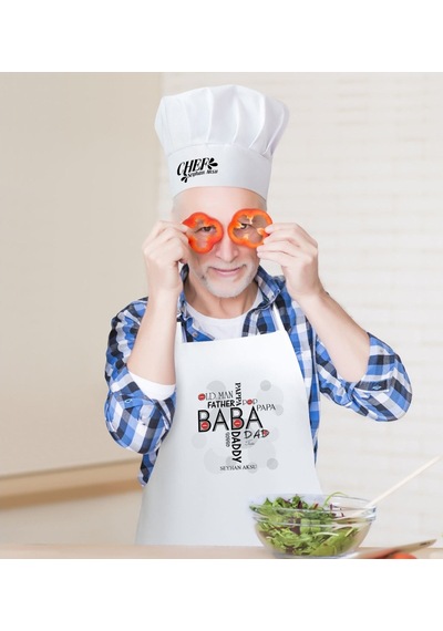 Kişiye Özel Baba Erkek Mutfak Önlüğü Ve Aşçı Şapkası Seti