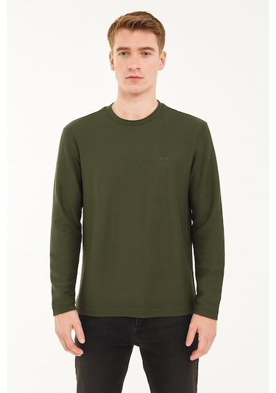 Classics Men Erkek Oversize Uzun Kol Sıfır Yaka Sweatshırt-7143 Haki