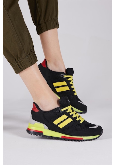 Tonny Black Termo Taban Şeritli Bağcıklı Unisex Siyah Sarı Spor Ayakkabı Tb282-0 Siyah Sarı