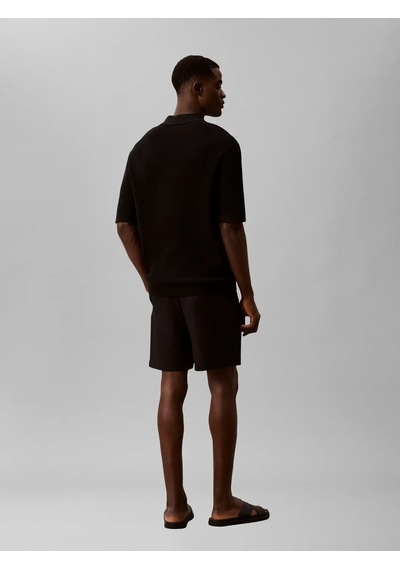 Calvin Klein Ss Cotton Waffle Pol, Ub1 Siyah Erkek Polo