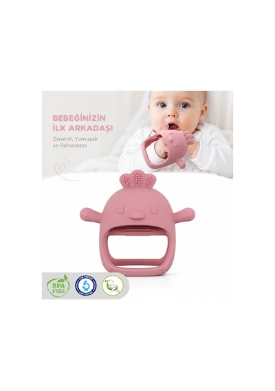 Bebek Diş Kaşıyıcı - Diş Kaşıma Eldiveni Yenidoğan Dişlik Pembe