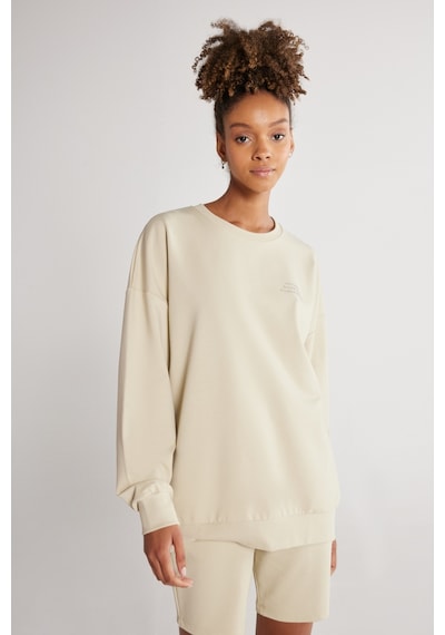 AC&Co / Altınyıldız Classics Erkek Bej Oversize Fit Geniş Kesim Bisiklet Yaka Pamuklu Sweatshirt Krem AC&Co / Altınyıldız Classics Erkek Bej Oversize Fit Geniş Kesim Bisiklet Yaka Pamuklu Sweatshirt Krem