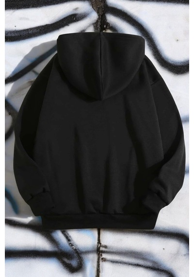 Uyguntarz Poster Baskılı Unisex Oversize Sweatshirt siyah