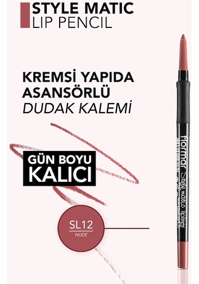 Flormar Suya Dayanıklı Asansörlü Dudak Kalemi (Nude) - Stylematic Lipliner - SL12 - 8690604497089