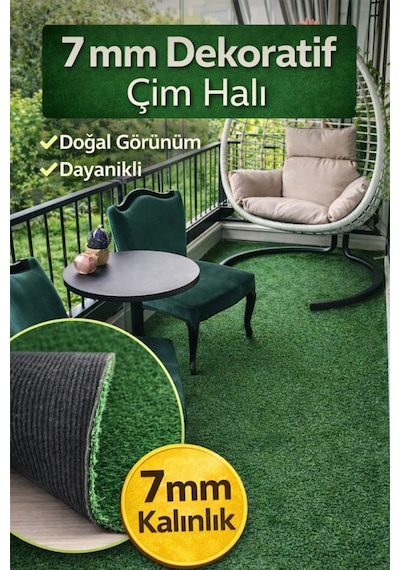 Raschel Carpet Dekoratif Suni Balkon Halısı Bahçe Halısı Çim Halı Yazlık Kilim Yolluk Rc Cımhalı Yeşil 150 x 210