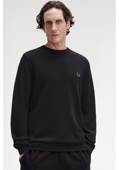 Fred Perry K1309 Pique Stitch Jumper Erkek Kazak Siyah