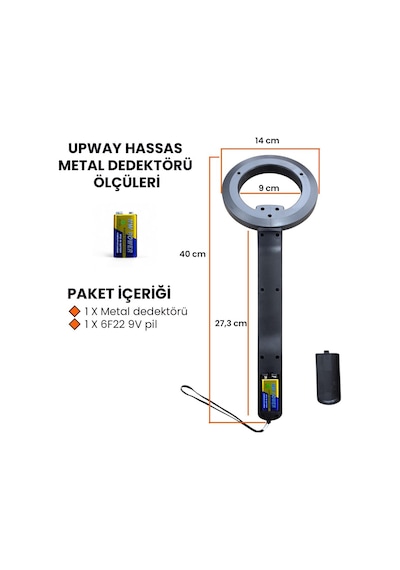 Upway El Tipi Hassas Metal Tarama Dedektörü 360 Derece Tarama Sesli Ve Titreşimli Uyarı