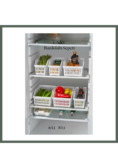 Bezos 6 Lı Buzdolabı Organizeri Düzenleyici Çok Amaçlı Dolap Düzenleyici Beyaz 12x30x14 Cm Bzstk