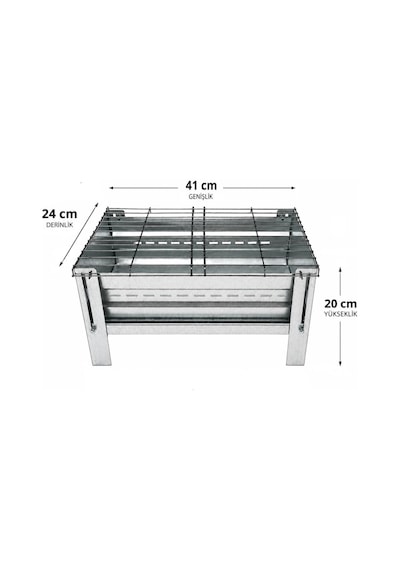 Omnipazar Portatif Taşınabilir Katlanır Galvaniz Paslanmaz Mangal Gri
