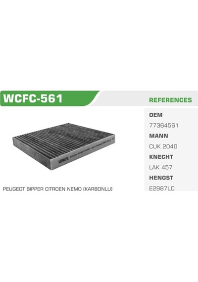 WINKEL WCFC-561 Polen Filtresi Linea 07- Egea 15- Doblo 10- Fiorino 08- / Bipper / Nemo Karbonlu
