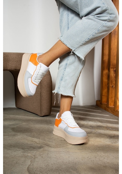 Günlük Kadın Sneaker Bağcıklı Hafif Kalın Yüksek Tabanlı Yürüyüş Nefes Alan Spor Ayakkabı 451 Bej - Oranj Günlük Kadın Sneaker Bağcıklı Hafif Kalın Yüksek Tabanlı Yürüyüş Nefes Alan Spor Ayakkabı 451 Bej - Oranj
