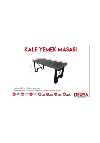 Deryawood Ahşap Mutfak Masası-80-180