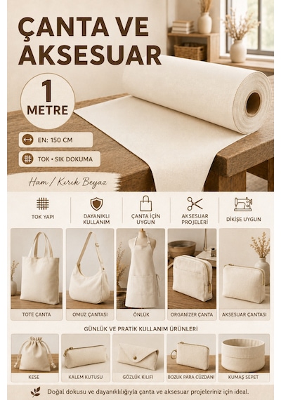Gabardin Kumaş, Çanta , Tuval, Punch, Nakış, Branda Ve Güneşlik Yapımına Uygun En : 150cm Bej