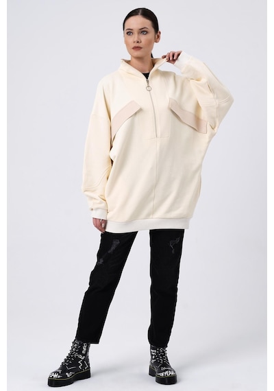 Alexander Gardi ALEXANDERGARDI SÜS CEPLİ OVERSİZE SWEATSHIRT (B22-398A)