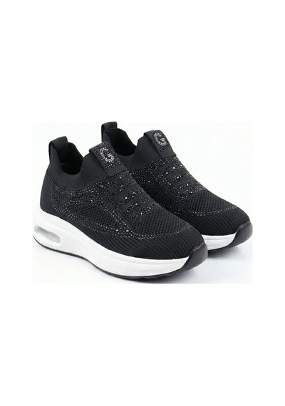Guja 26y302-1 Rahat Air Taban Taşlı Tekstil Bağcıksız Spor Sneaker Kadın Ayakkabı Siyah