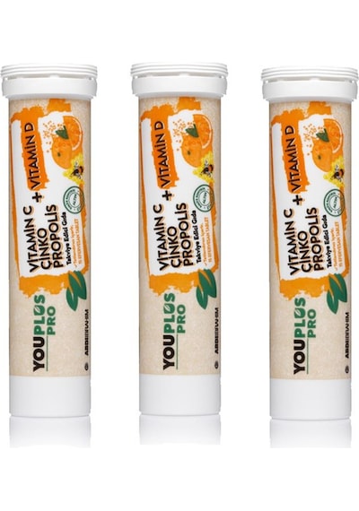 Youplus Pro Vitamin C D Çinko Propolis 15 Efervesan Tablet 3 Adet
