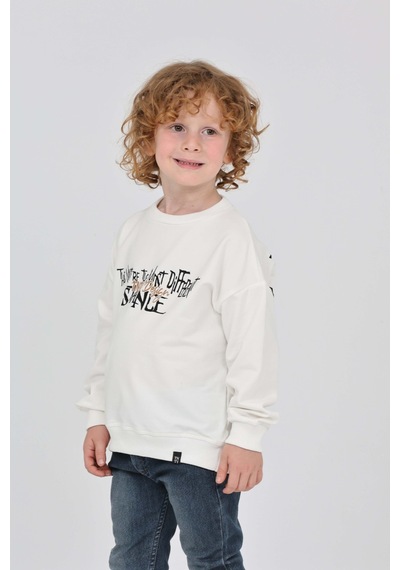 Toontoy Kids Toontoy Erkek Çocuk Tnty Design Baskılı Sweatshirt Ekru