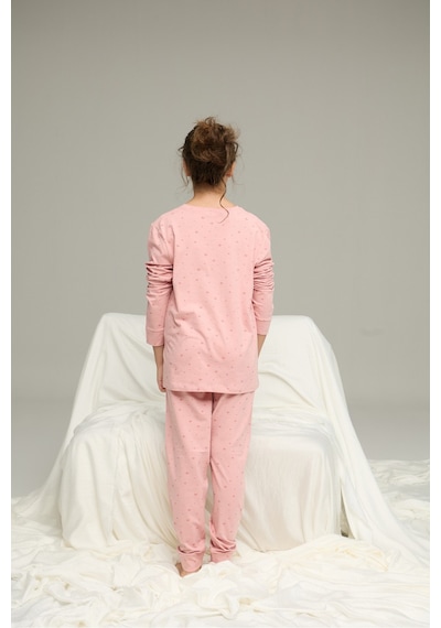 Siyah İnci Pamuklu Bisiklet Yaka Örme Pijama Takım25241123 Pudra Siyah İnci Pamuklu Bisiklet Yaka Örme Pijama Takım25241123 Pudra