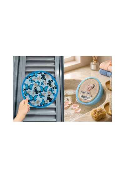 Desenli Katlanabilir Yuvarlak Yazlık Taşınabilir Çantalı El Yelpazesi Mavi Kelebekler 25cm Ve Kolajen Özlü Doğal Handmade Süngerli Sabun 135gr Desenli Katlanabilir Yuvarlak Yazlık Taşınabilir Çantalı El Yelpazesi Mavi Kelebekler 25cm Ve Kolajen Özlü Doğal Handmade Süngerli Sabun 135gr