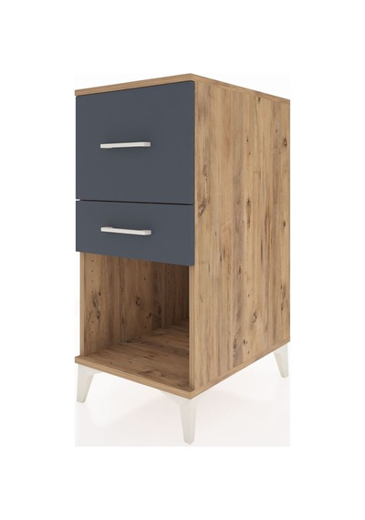 Kronos Komodin 2 Çekmeceli 44x59x96 Çam-antrasit Çam