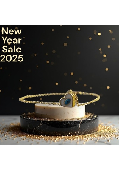 2025 New Sezon Gold Zincir Kalpli Nazar Boncuklu Çelik Bileklik Gold