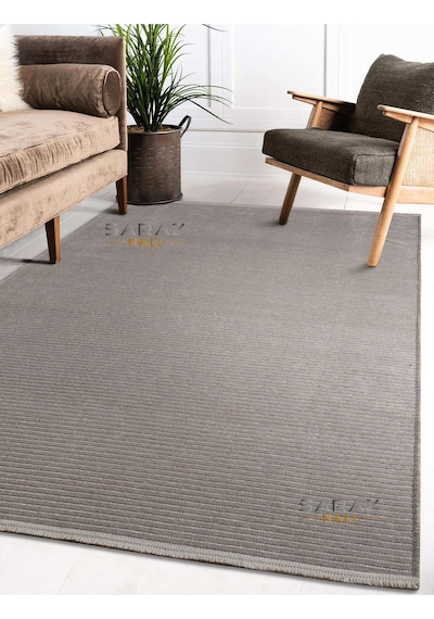Dizayn Şönil Dokuma Kayma Yapmaz Makinede Yıkanabilir Leke Tutmaz Kesme Bohem Kilim Gri Vizon