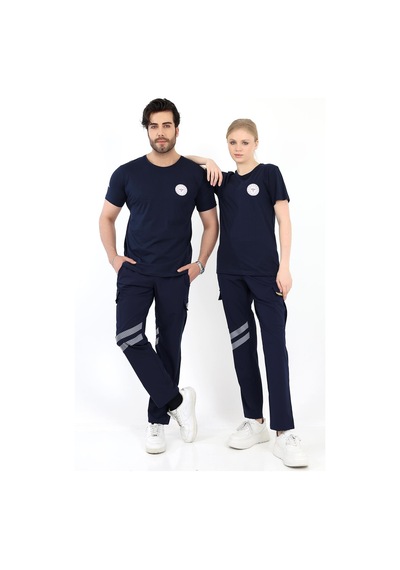 Acil Sağlık Yuvarlak Yaka Penye Kısa Kol Tshirt - Lacivert-12106 Lacivert