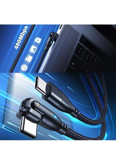 Type C To Type C Hızlı Şarj Data Kablosu Çevirici Dönüştürücü Adaptör 180 Derece 100w 1 Metre 100 Cm