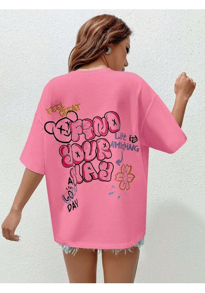 Noıssey Karikatür Ve Grafik Tasarım Oversize T-shirt Cartoon/letter Serisi Kod438 Pembe Noıssey Karikatür Ve Grafik Tasarım Oversize T-shirt Cartoon/letter Serisi Kod438 Pembe