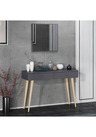 Dekorosso Arden Ahşap Ayaklı Kare Aynalı Modern Dekoratif Dresuar (497932280) Antrasit