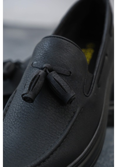 Roof Atelier Erkek Siyah Püskül Detaylı Loafer Ayakkabı - 127 - Fst Loafer-x Siyah