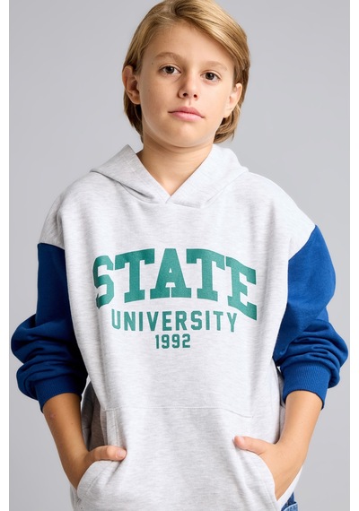 Defacto Overshırt Fıt Kapüşonlu İçi Yumuşak Tüylü Kalın Sweatshirt Erkek Çocuk I3178a826wngr400 Gri-gr400