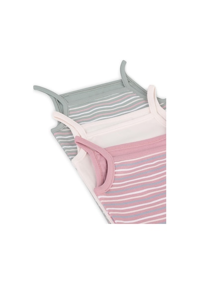 Civil Baby Çizgili İp Askılı 3 Lü 0-36 Ay Çıtçıtlı Badi - Pembe Açık Gül Kurusu