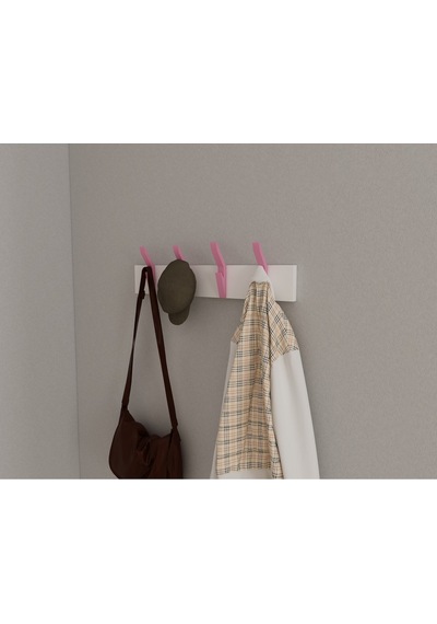 Hepsi3boyutlu Modern Duvar & Kapı Kanca Askılık - 4 Adet Pembe Kanca Askılık - Model No : 3 Pembe