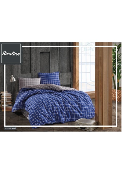 Komfort Home Tek Kişilik Ranforce Nevresim Takımı / Ekose Mavi