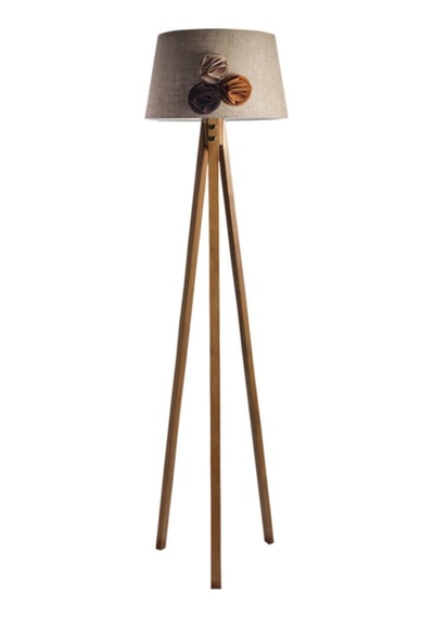 Düz 3 Ayak Tripod Lambader Abajur Avize Aydınlatma Ahşap Naturel Ağaç Country Dekor Lamba Diğer