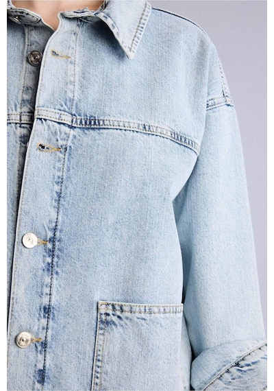 Defacto Geniş Cepli Jean Ceket H1729ax26smnm28 Mavi-nm28