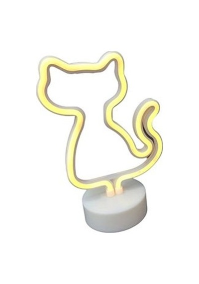 Neon Işıklı Kedi Lamba Usb+pil Dekoratif Aydınlatma Diğer