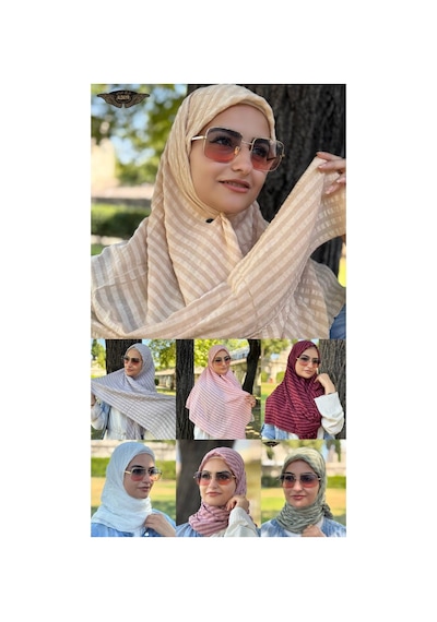 Aldaıyr 7 Adet - Jakarlı Caz Eşarp 120 X120 Pamuk Çok Renklig07-1