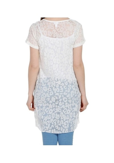 Bulalgiy Kadın Krem Ipek Leopar Desenli Plaj Elbise - Bga649106