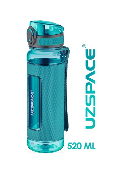 Uzspace 520ml Tritan Su Matarası Silikon Korumalı Kaydırmaz Gövde Yeşil
